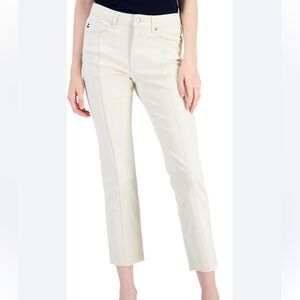 Tommy Hilfiger Womens Tribeca Cropped Straight Leg Ankle Pants Ivory